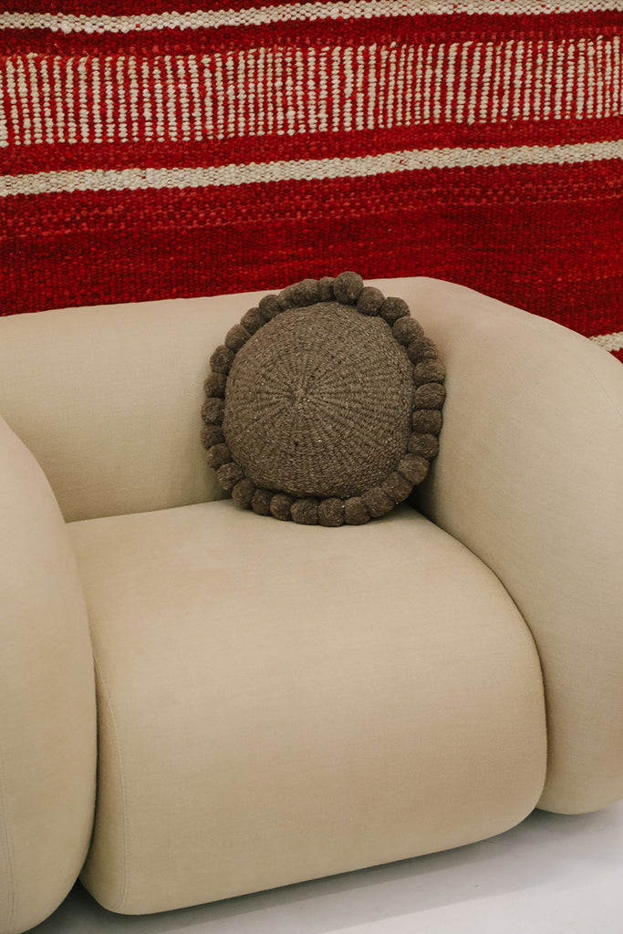 Classica Pom Pom Cushion Medium | Walnut