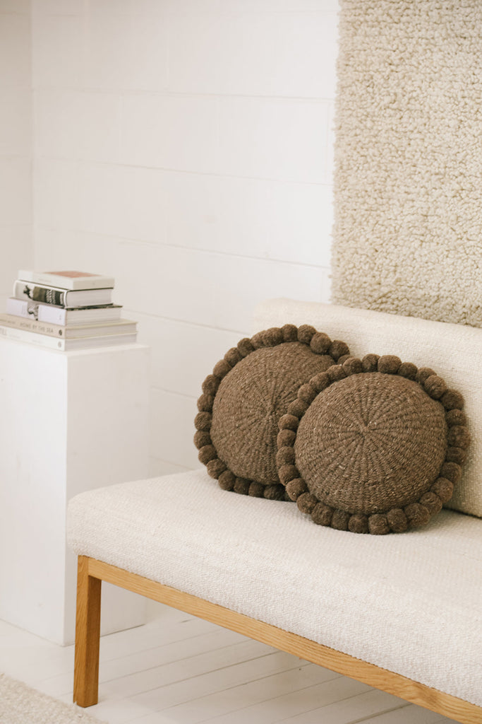 Classica Pom Pom Cushion Medium | Walnut
