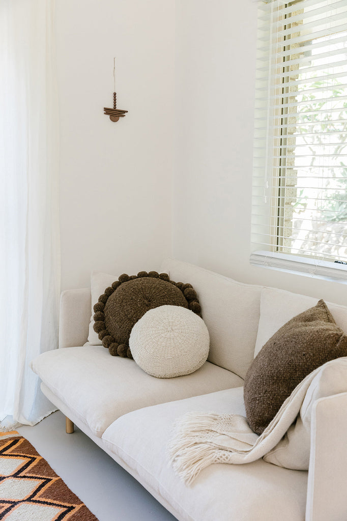 Classica Pom Pom Cushion Large | Walnut