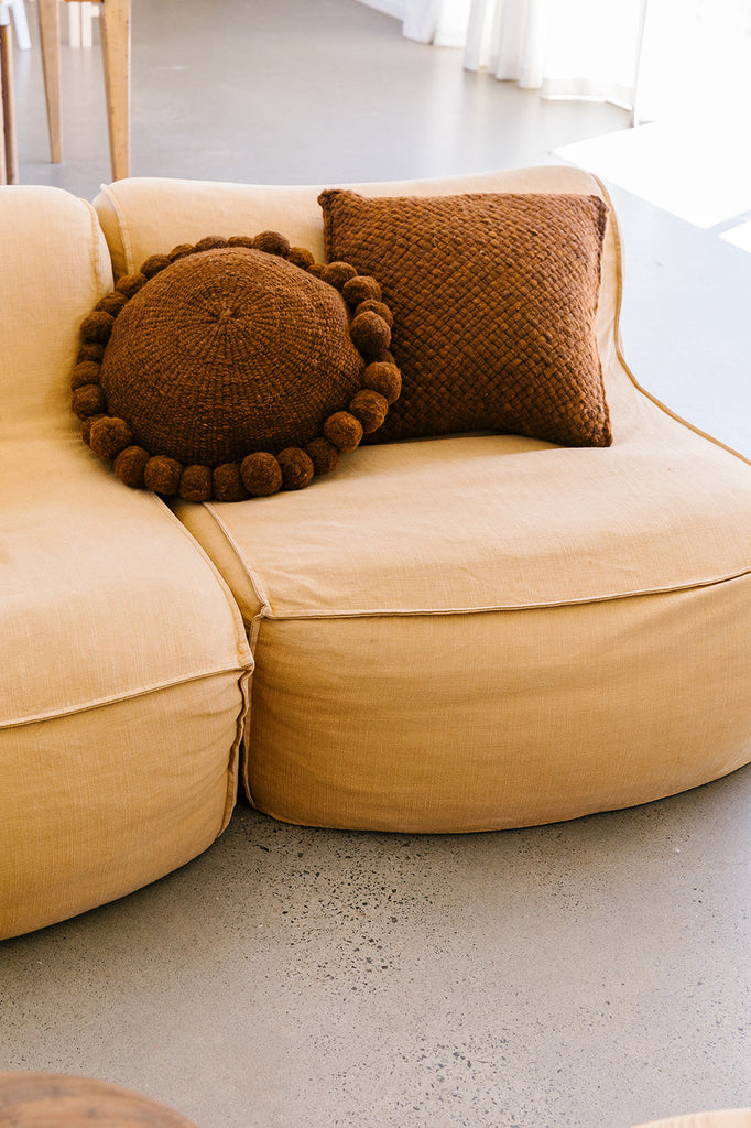 Classica Pom Pom Cushion Large | Rust