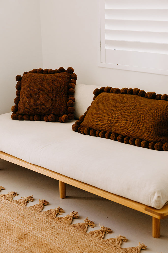 Classica Pom Pom XL Lumbar Cushion | Rust