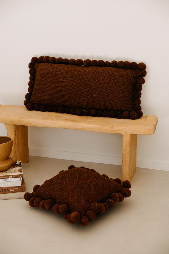 Classica Pom Pom XL Lumbar Cushion | Rust