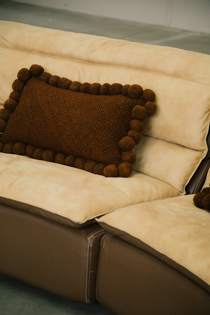 Classica Pom Pom Lumbar Cushion | Rust