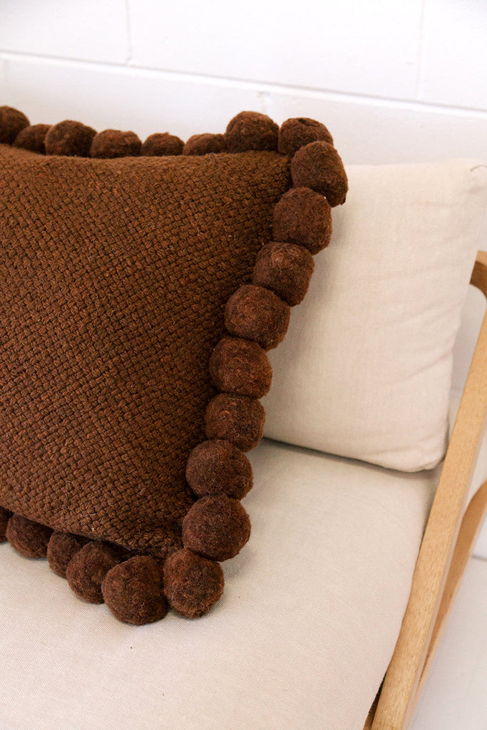 Classica Pom Pom Cushion | Rust