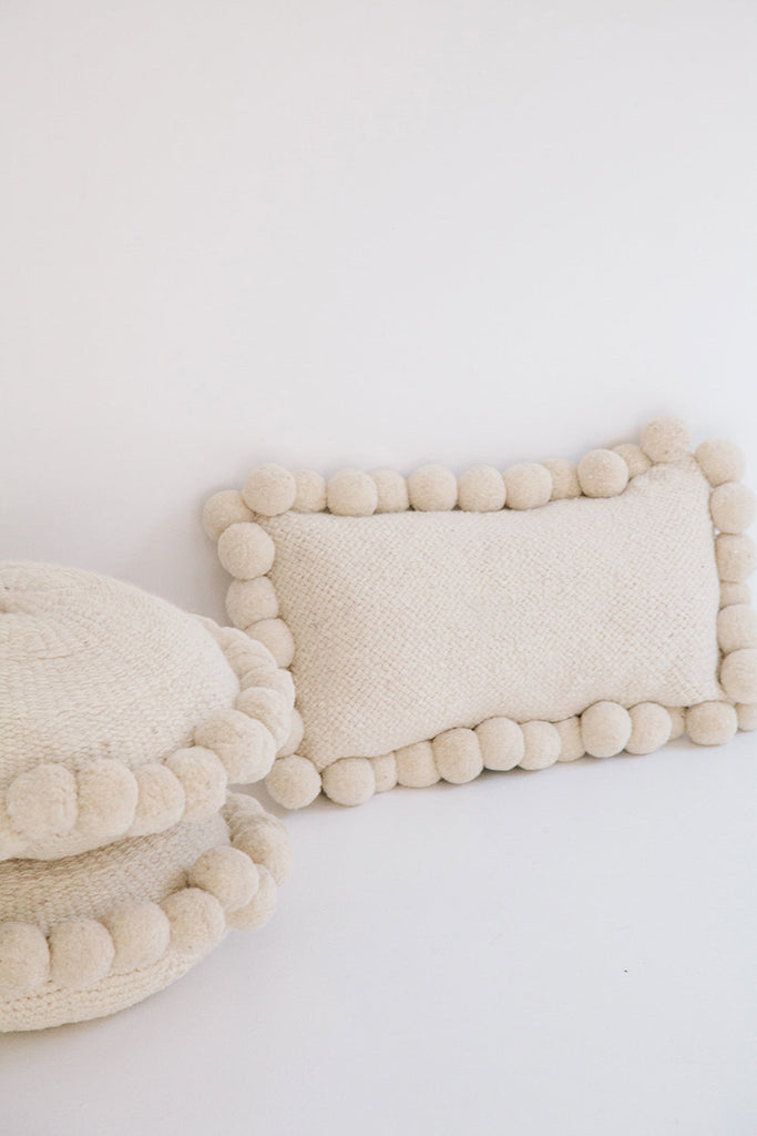 Classica Pom Pom Lumbar Cushion | Natural