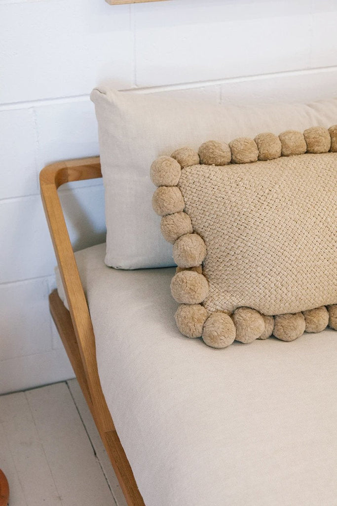 Classica Pom Pom Lumbar Cushion | Sand