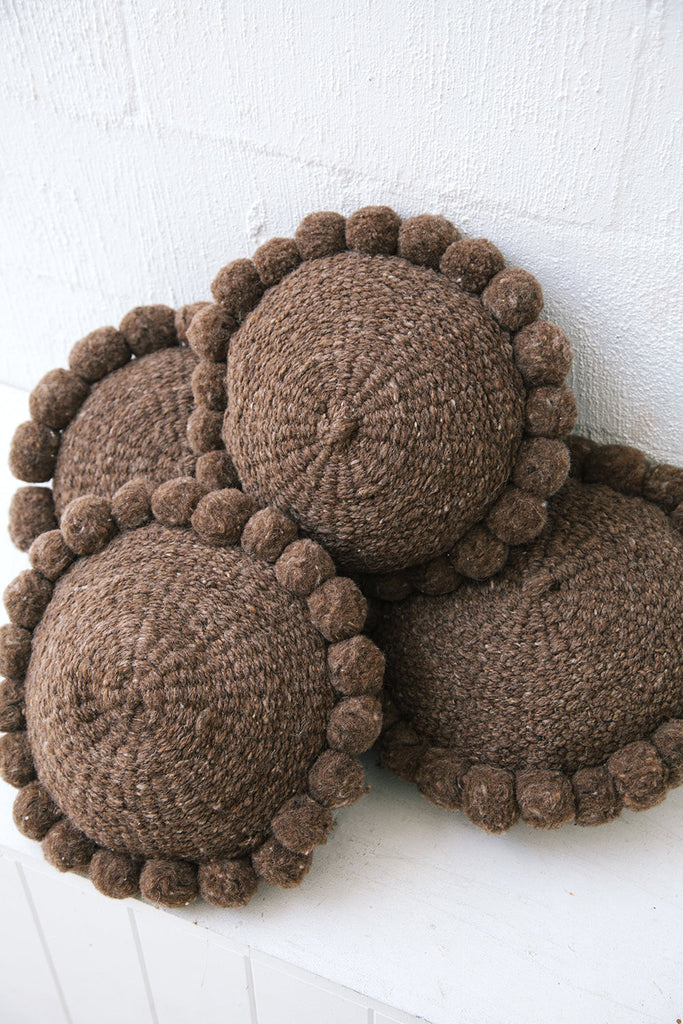 Classica Pom Pom Cushion Mini | Walnut