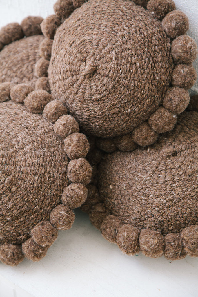 Classica Pom Pom Cushion Mini | Walnut