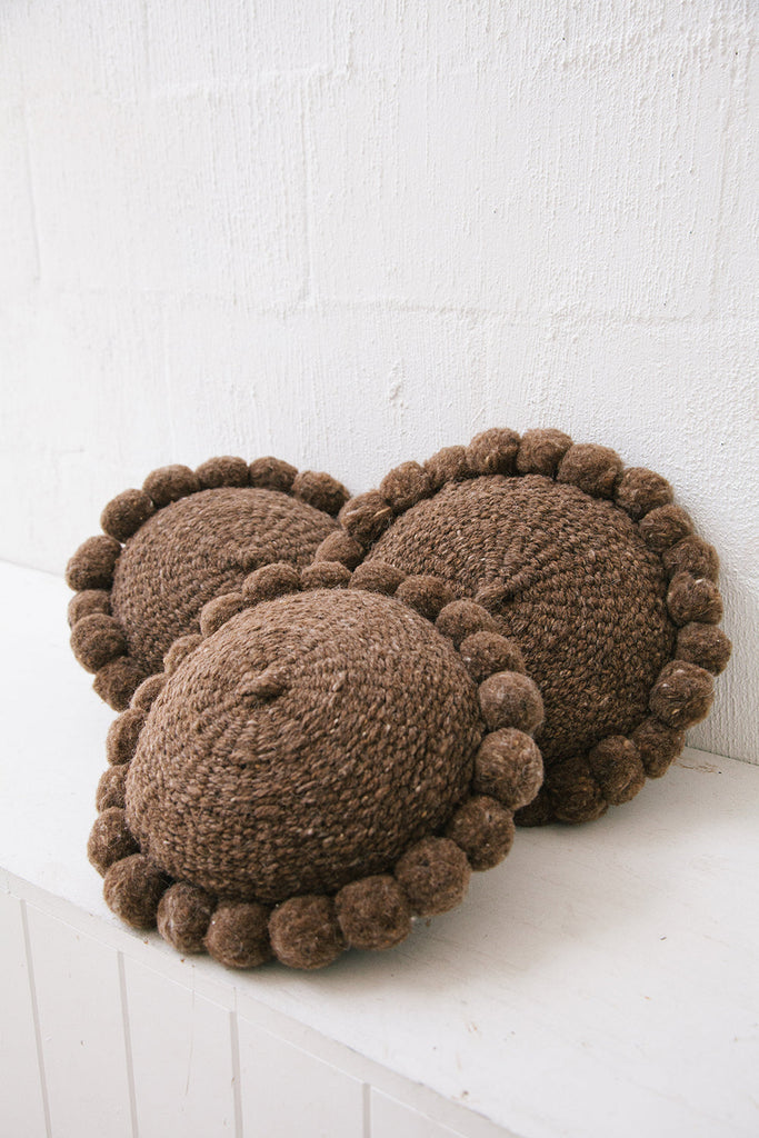 Classica Pom Pom Cushion Mini | Walnut