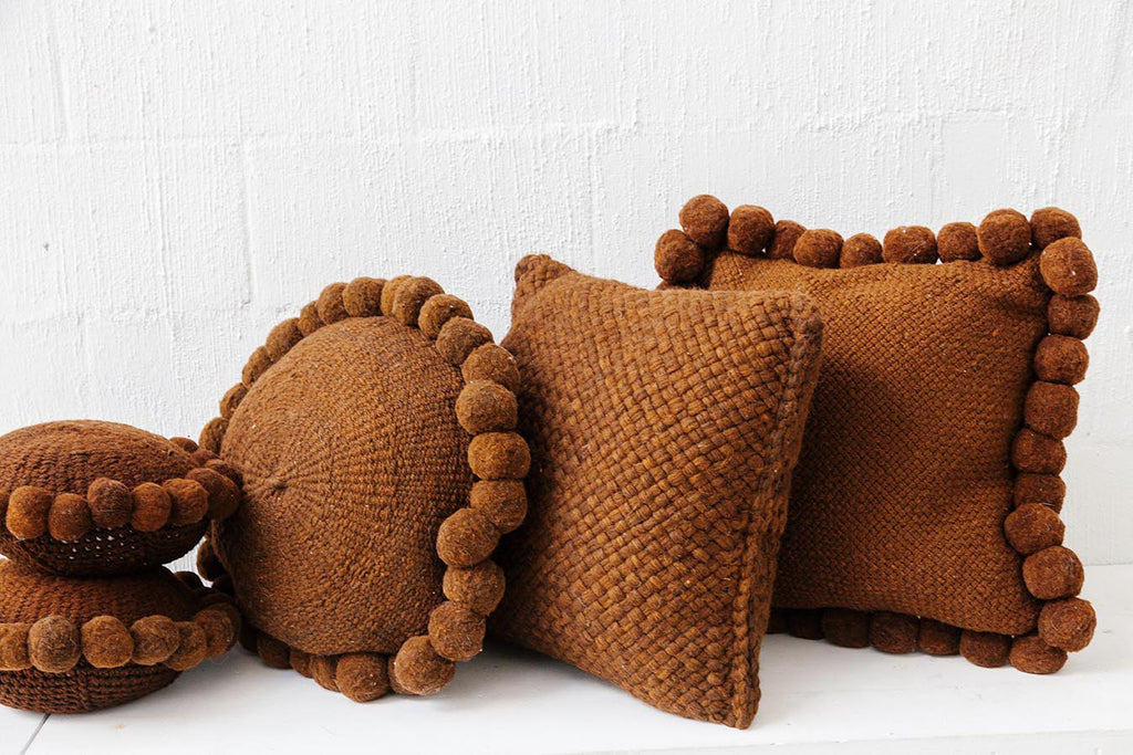 Classica Pom Pom Cushion Large | Rust