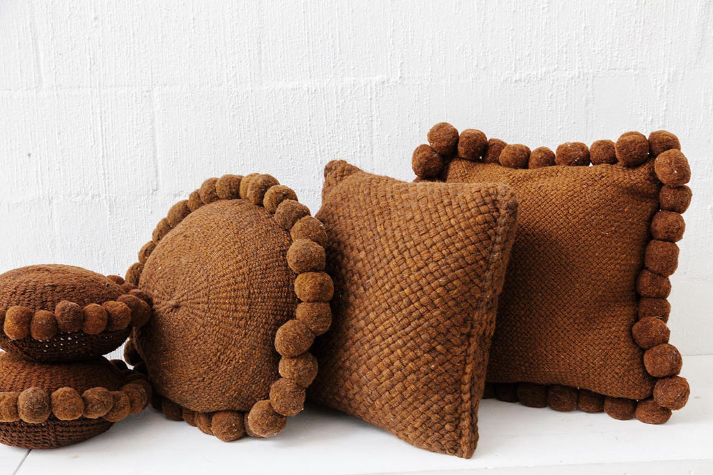 Classica Pom Pom Cushion | Rust