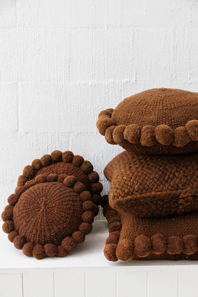 Classica Pom Pom Cushion | Rust