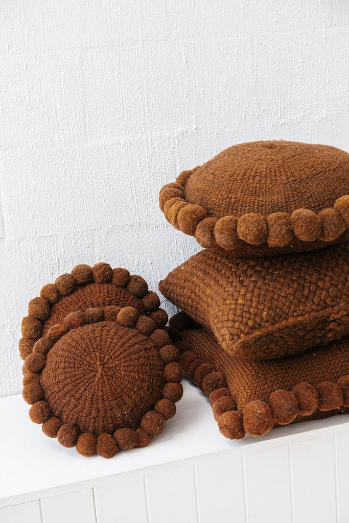 Classica Pom Pom Cushion  Mini | Rust