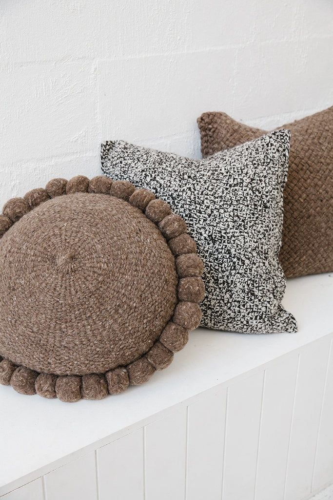 Classica Pom Pom Cushion Large | Walnut