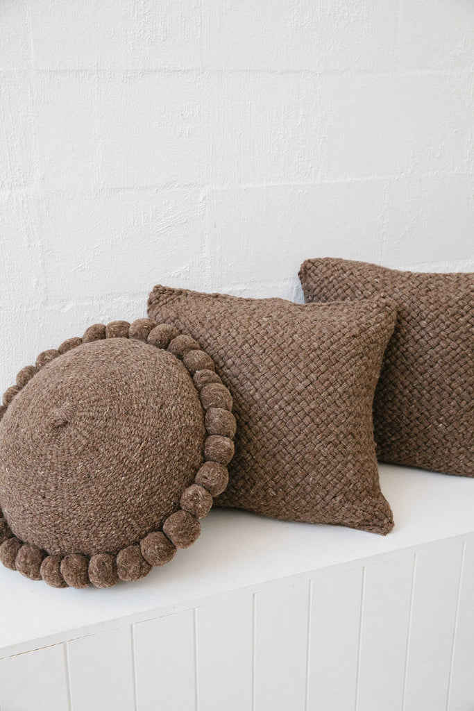 Classica Pom Pom Cushion Large | Walnut