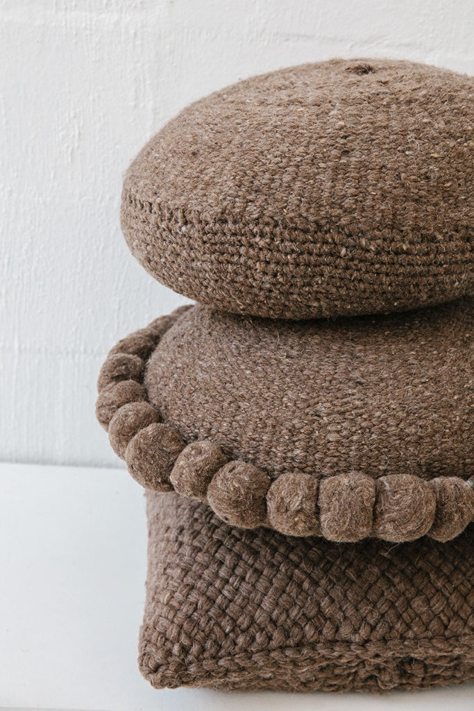 Classica Pom Pom Cushion Large | Walnut
