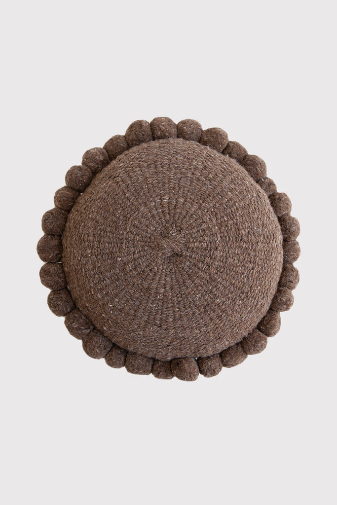 Classica Pom Pom Cushion Large | Walnut