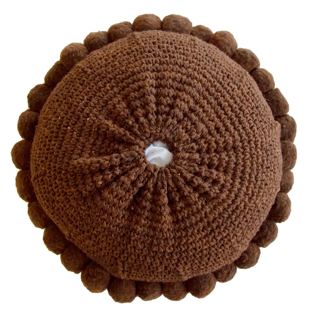 Classica Pom Pom Cushion Large | Rust