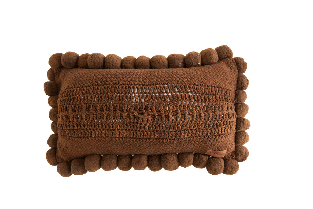 Classica Pom Pom Lumbar Cushion | Rust