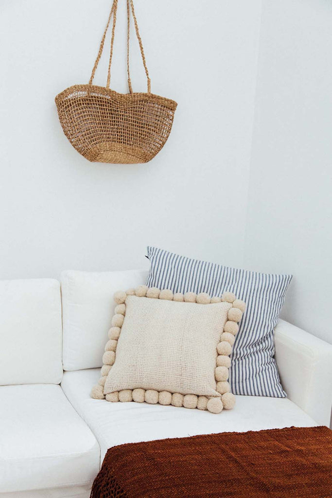 Classica Pom Pom Cushion | Natural
