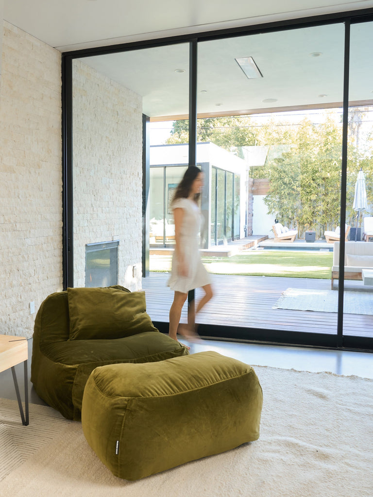Dume Ottoman - Moss Velvet