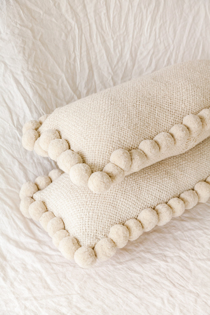 Classica Pom Pom XL Lumbar Cushion | Natural