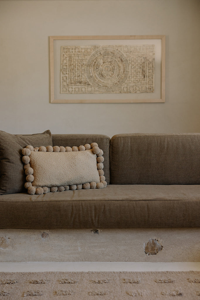 Classica Pom Pom Lumbar Cushion | Sand