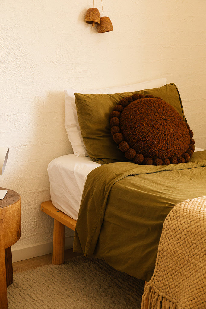 Classica Pom Pom Cushion Large | Rust
