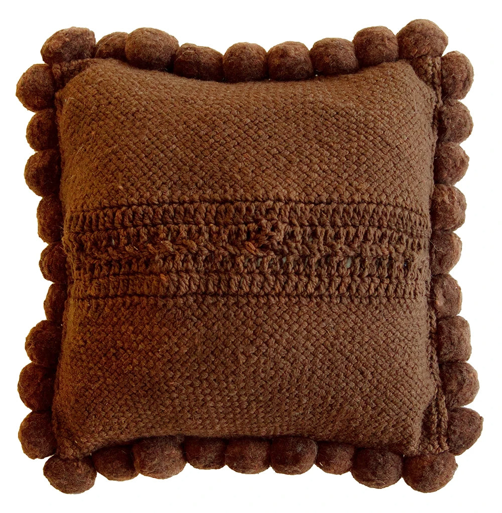 Classica Pom Pom Cushion | Rust