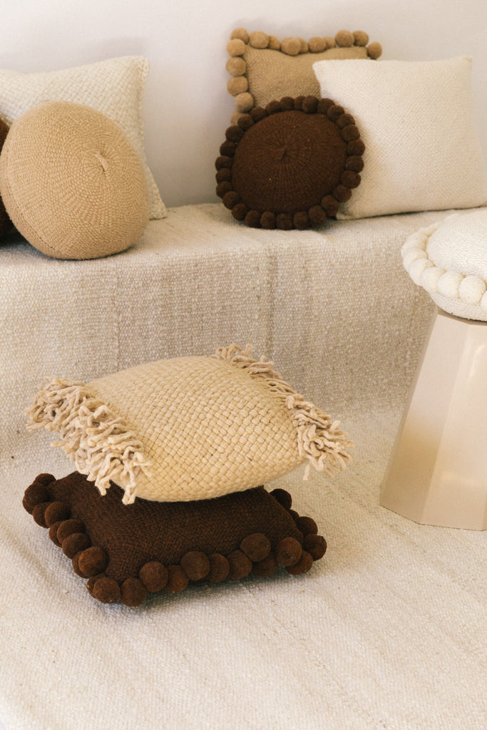 Classica Chunky Tassel Cushion | Sand