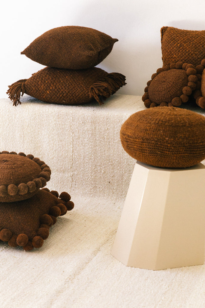 Classica Pom Pom Cushion  Mini | Rust