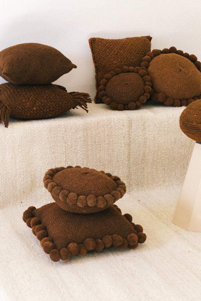 Classica Pom Pom Cushion | Rust